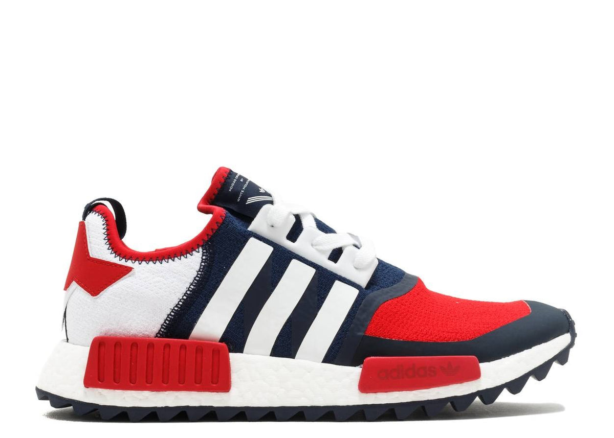 Adidas nmd red on sale white blue stripes