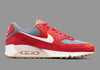 NIKE AIR MAX 90 PREMIUM (M) DH4621-600 / GYM-RED / PALE IVORY / SMOKE GREY