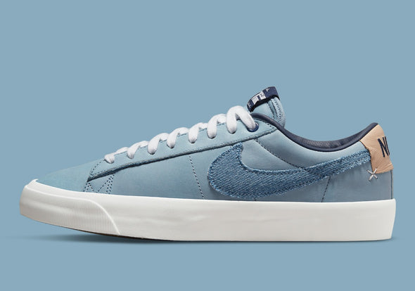 NIKE ZOOM BLAZER SB LOW PRO PRM (M)  DM8890-100 / SUMMIT WHITE / MIDNIGHT NAVY