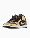 AIR JORDAN 1 MID SE (GS) DR6967-071 / BLACK / METALLIC GOLD