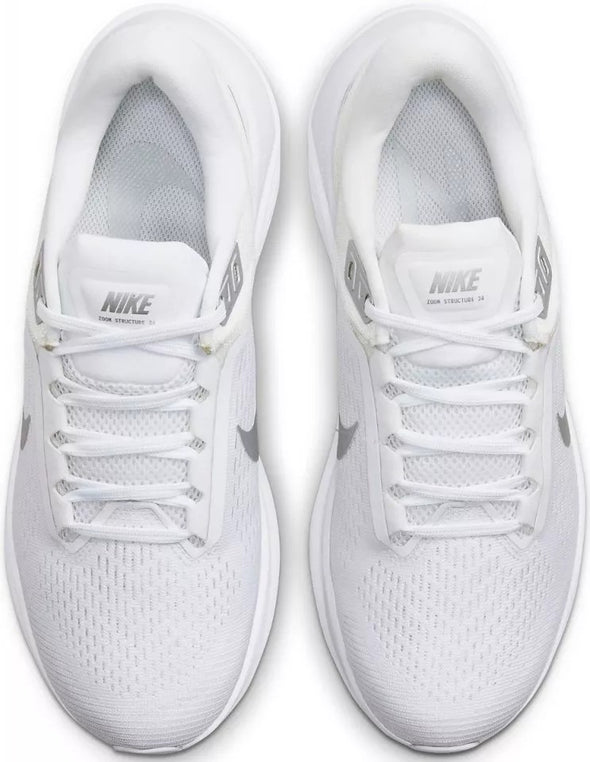 NIKE AIR ZOOM STRUCTURE 24 (W) DA8570-102 / WHITE - METALLIC SILVER