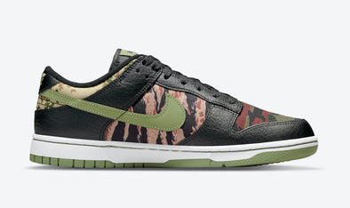 NIKE DUNK LOW SE (M) DH0957-001 / BLACK / OIL GREEN-WHITE